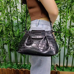 Crocodile Lady Hobo Handbag for Autumn and Winter