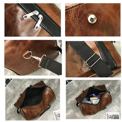 Large Leather Travel Duffle Bag Men Zipper Pu Fitness Handbag Luggage Shoulder