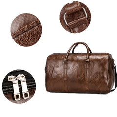 Large Duffle Bag Zipper Pu Leather Travel Bag Men