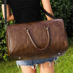 Large Leather Duffle Bag for Men Fitness Travel