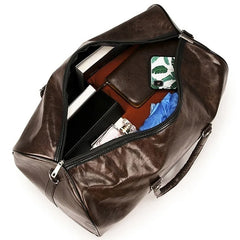 Large Duffle Bag Zipper Pu Leather Travel Bag Men