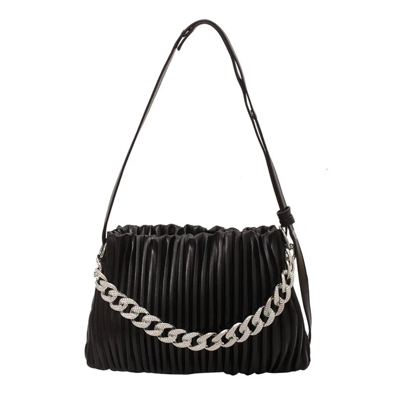 Vintage Leather Handbag Chain Crossbody Pouch Bag