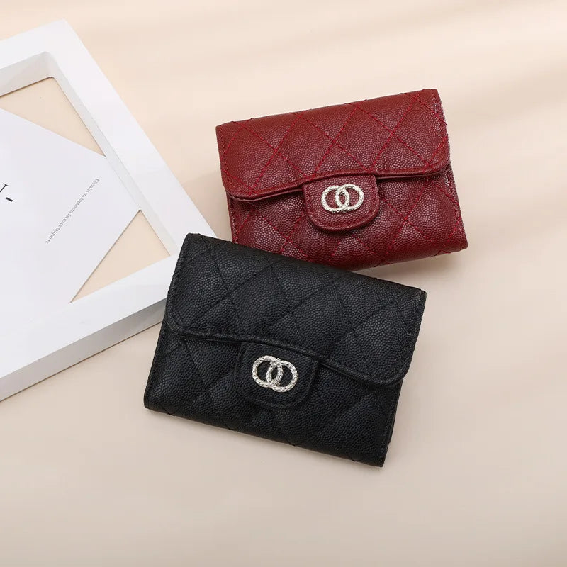 Real Cowhide Leather Wallet Key Holder Organizer Mini Purse for Women