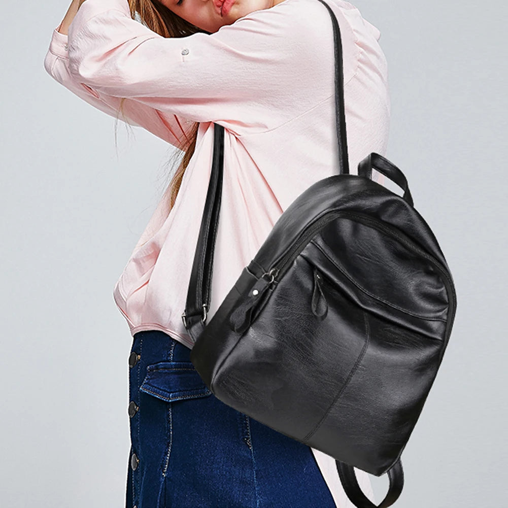 Vintage Leather Women Backpack Daypack Teenager Travel Rucksack