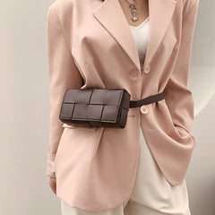 Leather Woven Waist Bag Belt Bag Crossbody Bag For Women