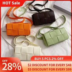 Leather Woven Waist Bag Belt Bag Crossbody Bag For Women