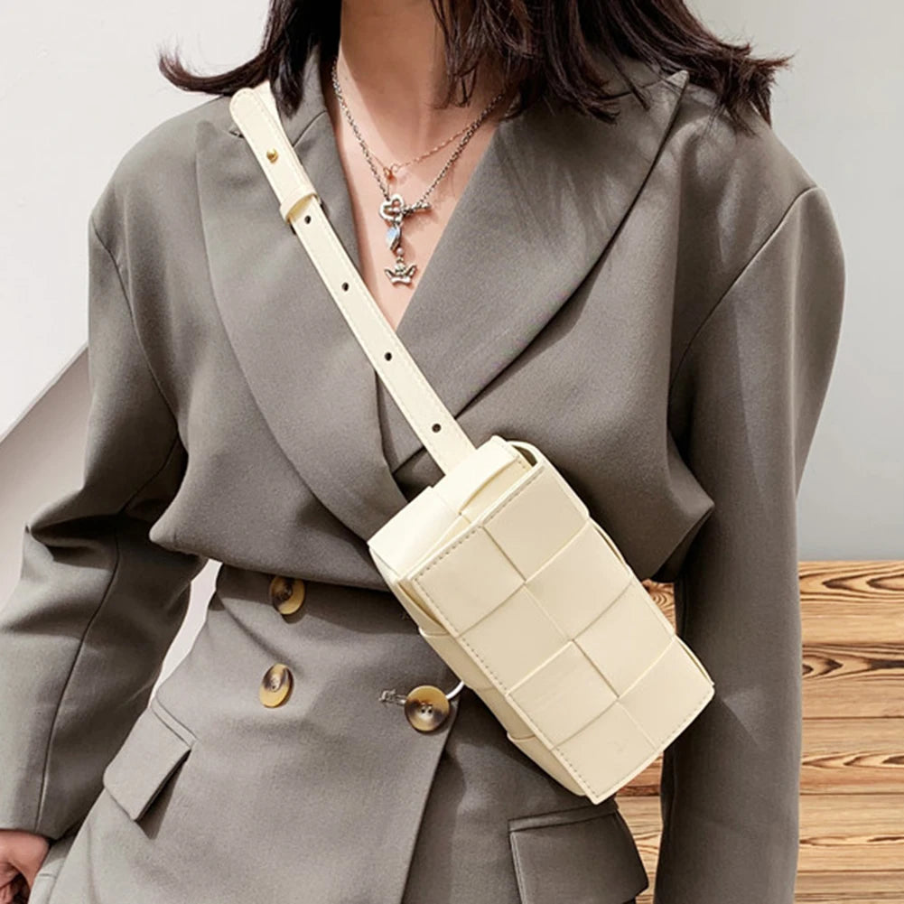 Leather Woven Waist Bag Belt Bag Crossbody Bag For Women