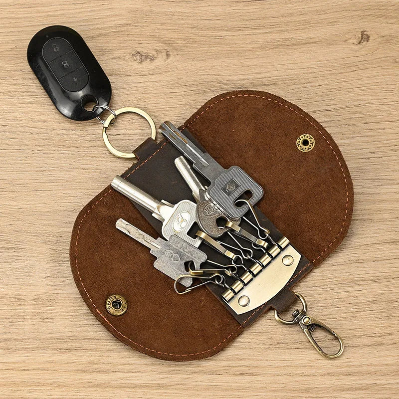 Men's Leather Key Bag Head Layer Cow Leather Multi-Color Key Wallet