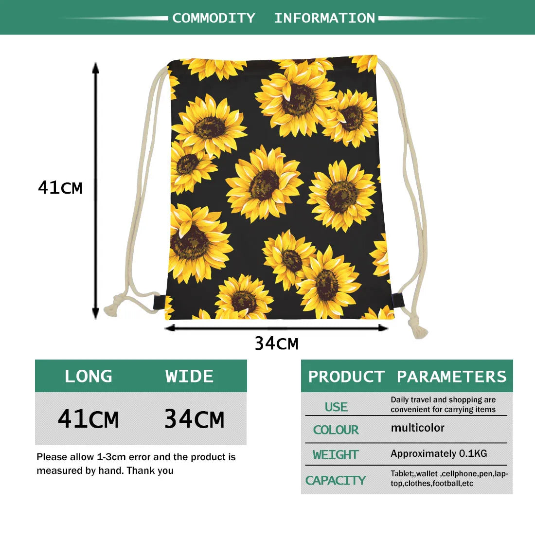 Leaves Plants Printed School Backpack Women Girls Drawstring Bags