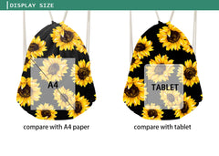 Leaves Plants Printed School Backpack Women Girls Drawstring Bags
