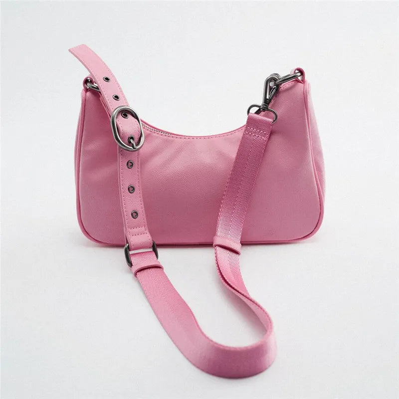 Leisure Hobo Chain Crossbody Bag Rivet Soft PU Leather Purses and Handbags