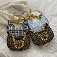 Leopard Print Shoulder Bag Women's Tote Bag Style Plaid PU Leather Tote Bag