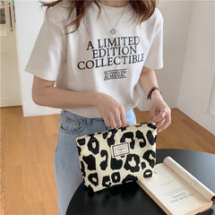 Leopard Print Tote Bag for Women Large Capacity Canvas Shoulder Handbags
