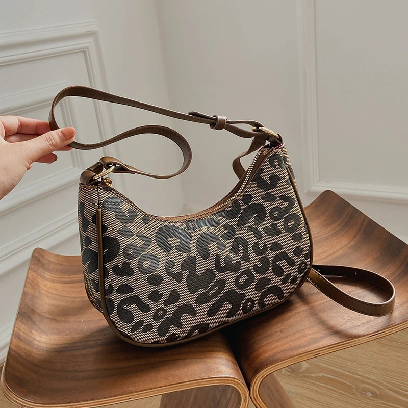 Leopard Print Shoulder Messenger Bag Crossbody Bag PU Leather Women Handbag