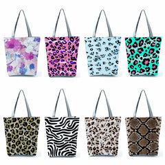 Leopard Snake Print Women's Tote Handbag School Bag Traveling Shoulder Bag