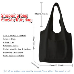 Women's Letter Canvas Vest Shoulder Bag Large Capacity Tote Schoolbag