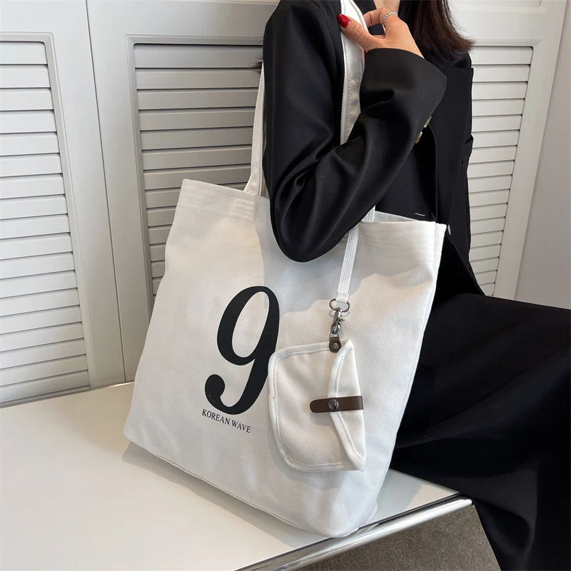 Letter Canvas Women Shoulder Bag Travel Lady Bag Tote Canvas Messenger Bag