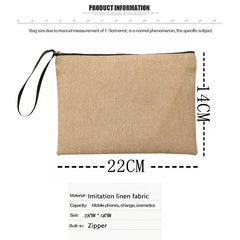 Flower Linen Wristlet Clutch Bag Travel Organizer Case