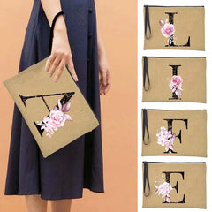 Letter Print Wallet Women Large Wrist Purses Female Clutch