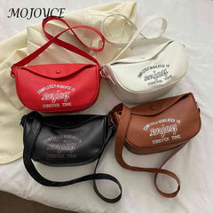 Letter Printed Commute Bag Dumpling Bag PU Leather Casual Portable Soft Large C