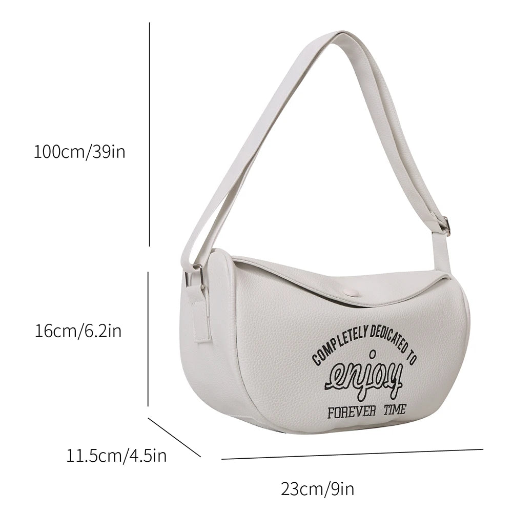 Printed Crossbody Bag Commute Bag PU Leather Casual Portable Soft Large C