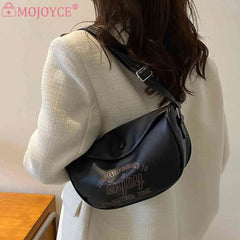 Letter Printed Crossbody Bag Women Handbags PU Leather Casual Portable