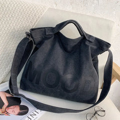 Men's Printed Canvas Shoulder Bag with Large Capacity