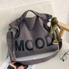 Men's Printed Canvas Shoulder Bag with Large Capacity