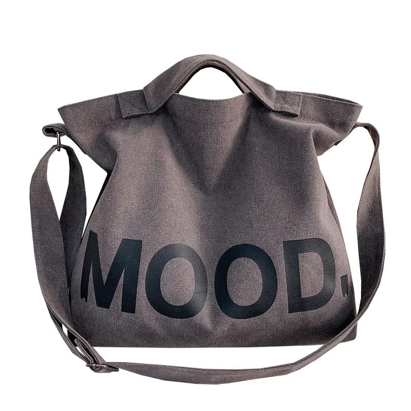 Men's Printed Canvas Shoulder Bag with Large Capacity