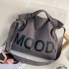 Men's Printed Canvas Shoulder Bag with Large Capacity