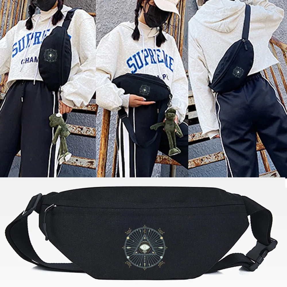 Light Bulb Print Waist Bag Chest Packs Outdoor Sports Crossbody Shoulder Bag