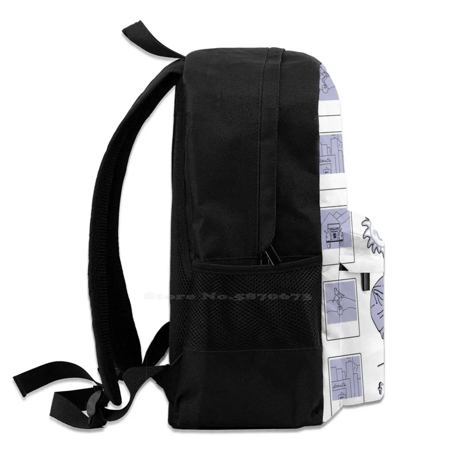 Purple Sticker Pack 3D Print Backpack Casual Bag Peach Milk Carton