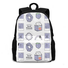 Purple Sticker Pack 3D Print Backpack Casual Bag Peach Milk Carton