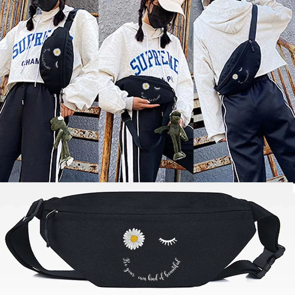 Lightning Daisy Printing Waist Bag Outdoor Sport Men Run Chest Pack