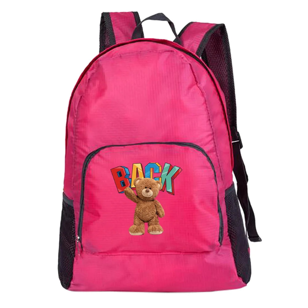 Bear Pattern Daypack Lightweight Outdoor Folding Backpack for Men