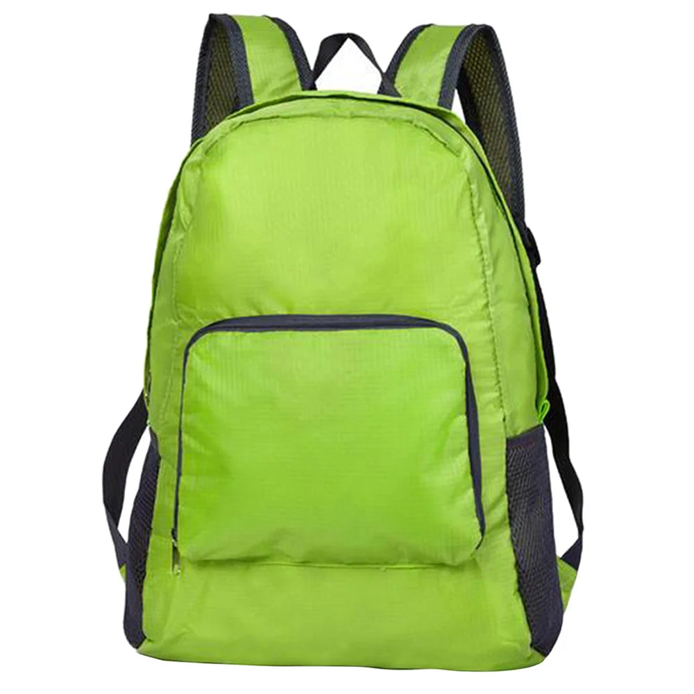 Portable Love Print Foldable Backpack Green Bag Outdoor Daypack