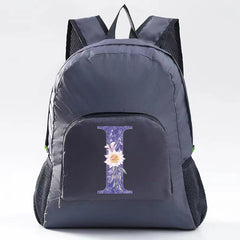 Foldable Backpack Ultralight Hiking Backpack Purple Flower Pattern