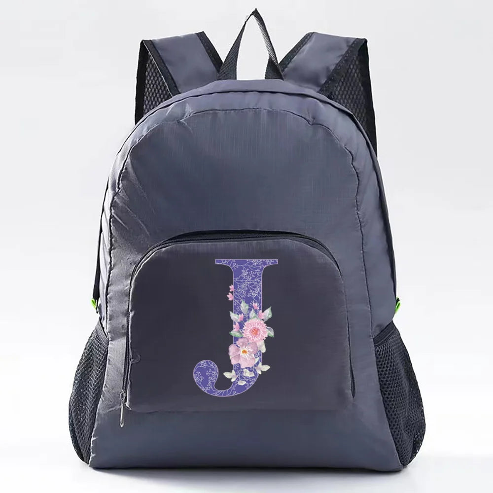 Foldable Backpack Ultralight Hiking Backpack Purple Flower Pattern
