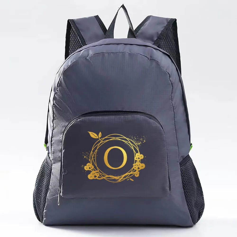 Ultralight Foldable Backpack for Travel Hiking - Wreath Letter Pattern