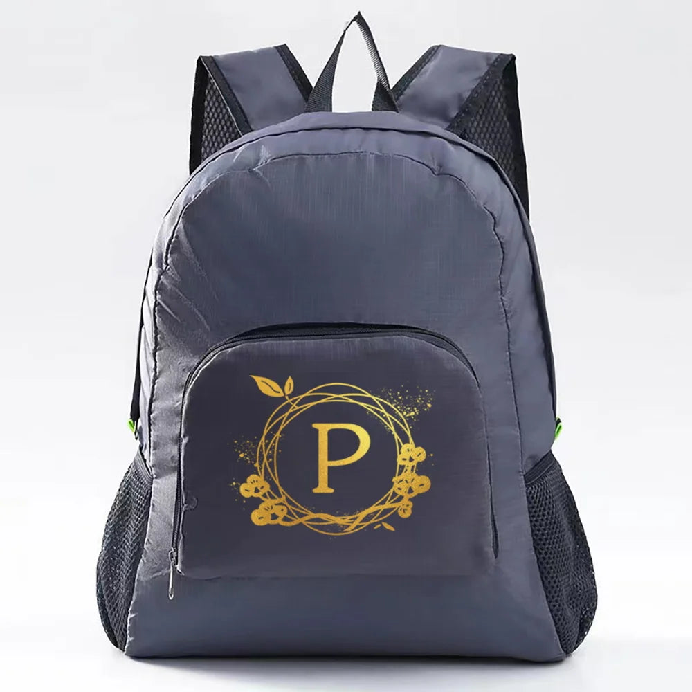 Ultralight Foldable Backpack for Travel Hiking - Wreath Letter Pattern