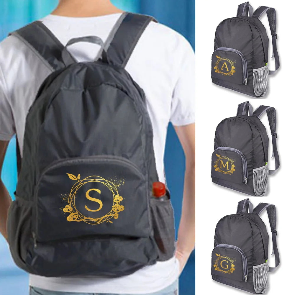 Ultralight Foldable Backpack for Travel Hiking - Wreath Letter Pattern