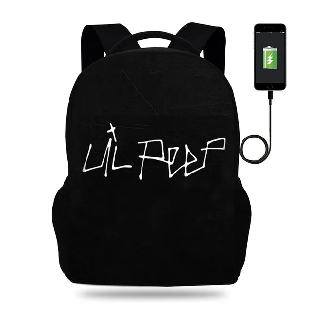 Lil Peep Backpack Hiphop 16inch School Bag For Teenagers Girls Boys