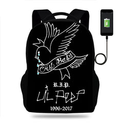 Lil Peep Backpack Hiphop 16inch School Bag For Teenagers Girls Boys