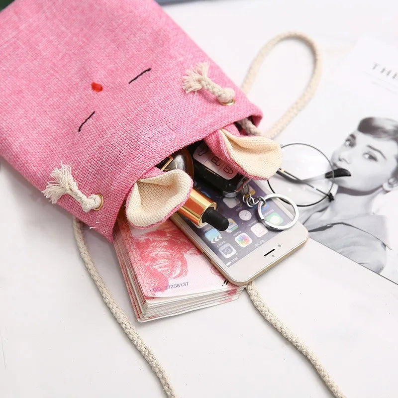 Linen Rabbit Cotton Messenger Bags for Women