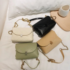 Lingge Chain PU Handbag Square Women's Crossbody Bag