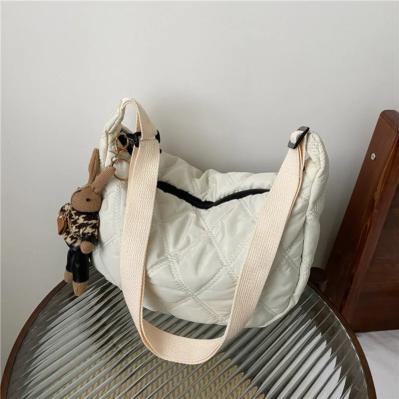 Lingge Embroidery Thread Women Shoulder Bags Large-capacity Crossbody Bags