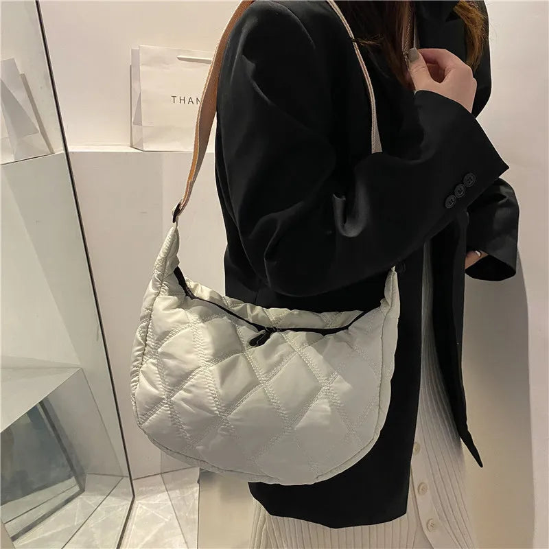 Lingge Embroidery Thread Women Shoulder Bags Large-capacity Crossbody Bags