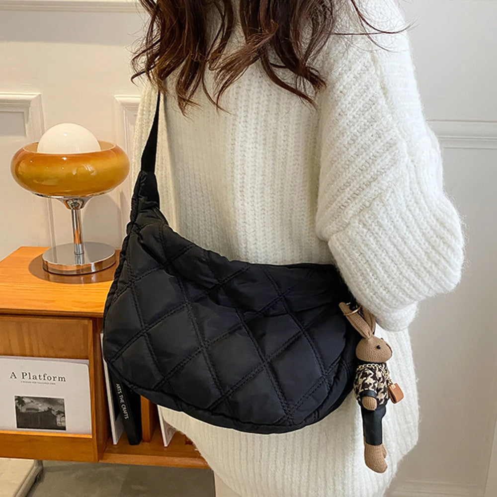 Lingge Embroidery Thread Women Shoulder Bags Large-capacity Crossbody Bags