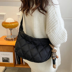 Lingge Embroidery Thread Women Shoulder Bags Large-capacity Crossbody Bags