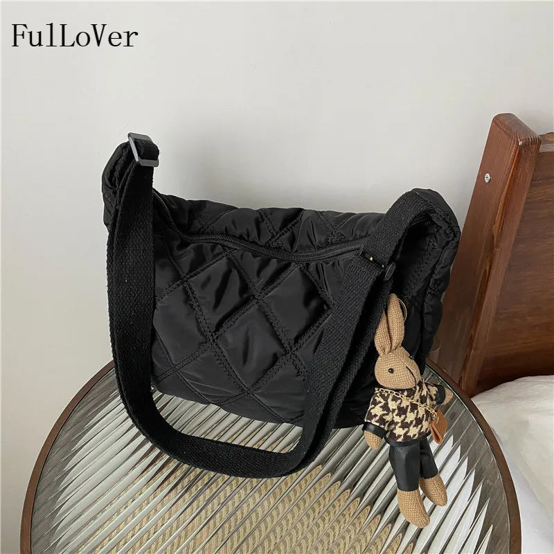 Lingge Embroidery Thread Women Shoulder Bags Large-capacity Crossbody Bags